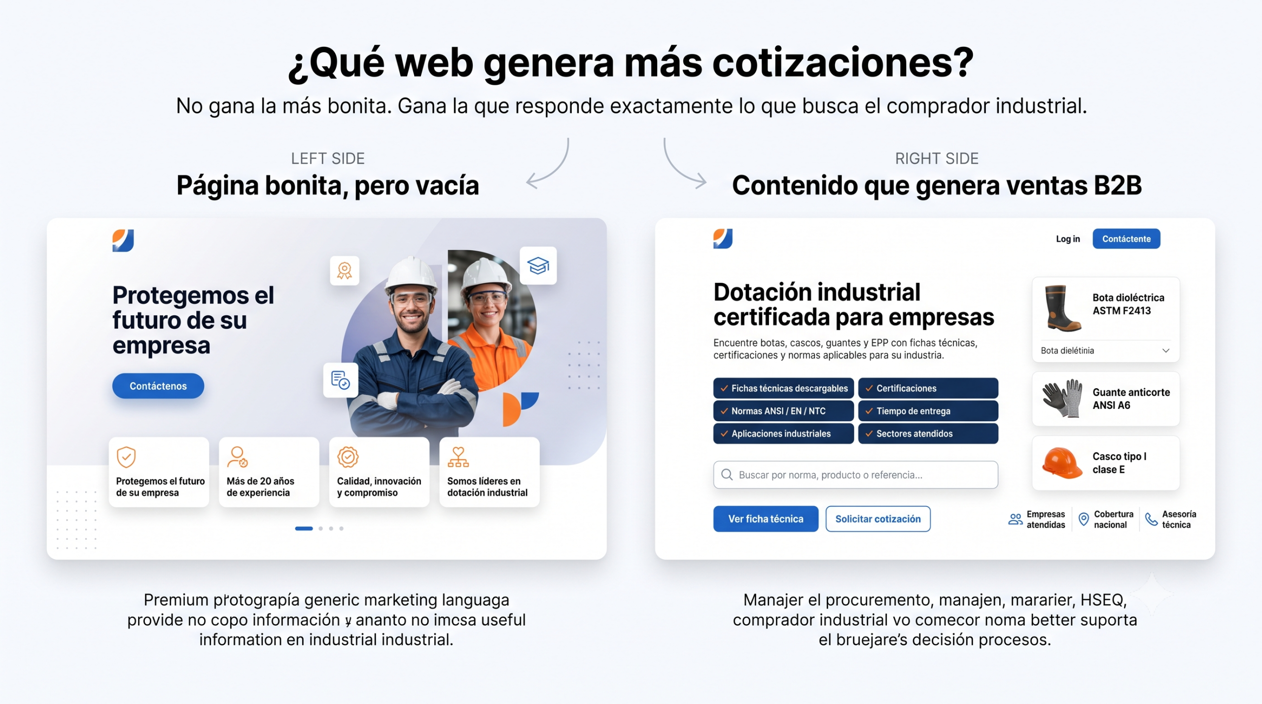 Diseño web para empresas industriales en Colombia: por qué su competidor vende más con una página más fea comparativo scaled Comparativo scaled